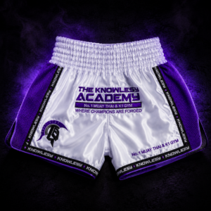 TKA Elite Muay Thai Shorts – White/Purple