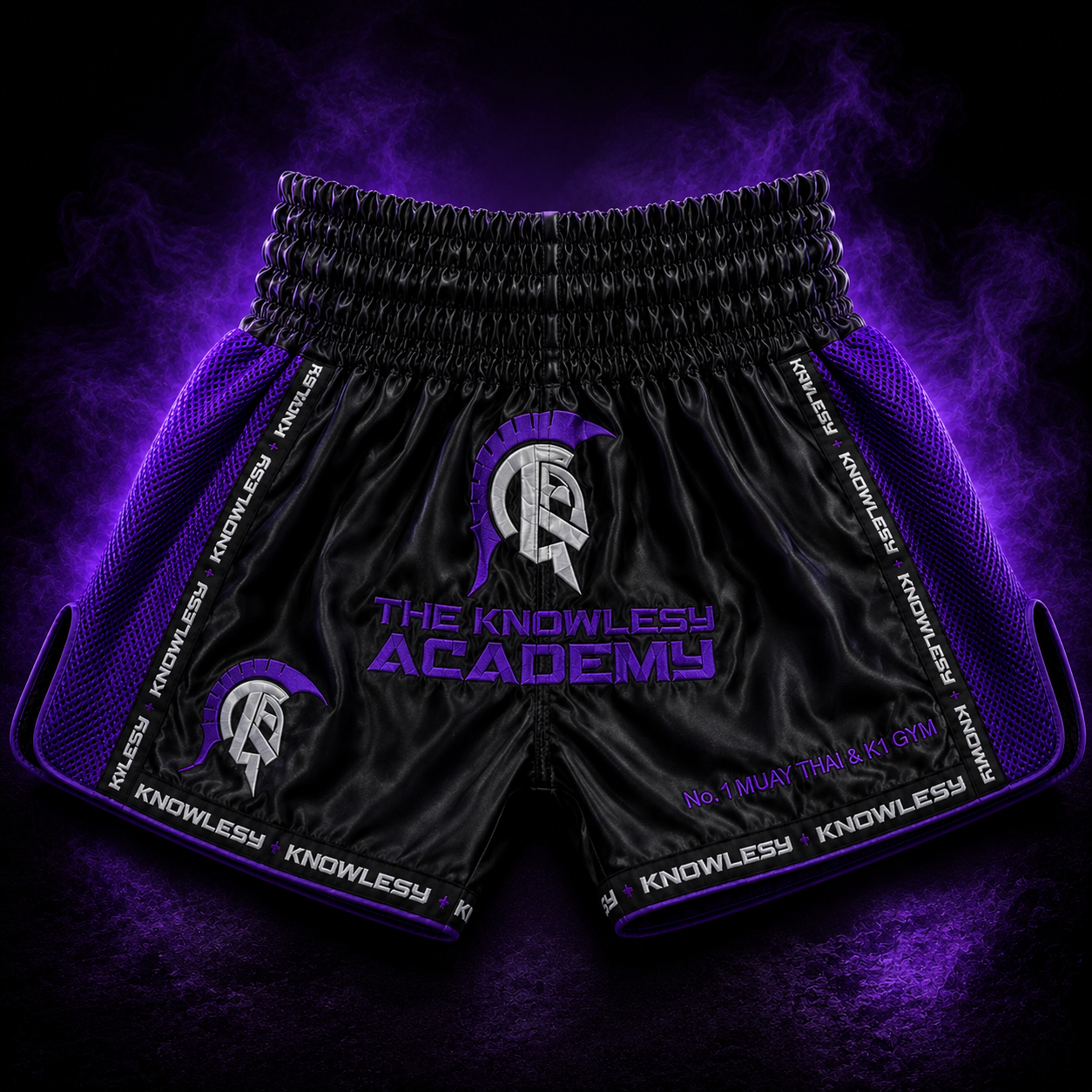 TKA Elite Muay Thai Shorts – Black/Purple